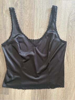 Vintage 80s 90s Warner's Perfect Measure Black Nylon Lace Camisole Size 40 L